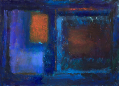 ‘Dark Blue and Orange’, oil painting by Penny Elder